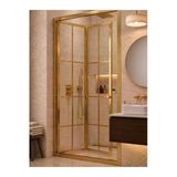 Waterline Duşakabin Ön Cephe Katlanır Akordiyon Kapı Gold Profil Karolaj Desen 4Mm Temperli Cam H190
