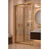Waterline Ön Cephe Katlanır Akordiyon Kapı Gold Profil Karolaj Desen Ortası Buzlu 4mm Temperli Cam H190 - Altın - 81