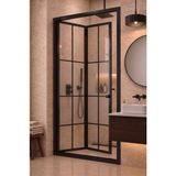 Waterline Ön Cephe Katlanır Akordiyon Kapı Siyah Profil Karolaj Desen Ortası Buzlu 4mm Temperli Cam H190 - 108