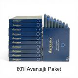 Waterman dolma kalem kartuşu Mürekkebi Mavi - Siyah 80 li Paket