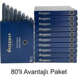 Waterman Dolma Kalem Kartuşu Mürekkebi Siyah 80’li Paket (S0110850) - 80 Adet