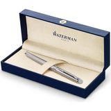 Waterman Hemisphere Paslanmaz Çelik Krom Tasarımlı Dolma Kalem, Orta Kalınlıkta Uç, Mavi Mürekkep - Altın - Sarı