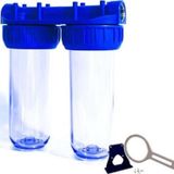 Watermanya 10'' Dublex Çiftli Tesisat Tipi Su Arıtma Filtre Kabı 3/4 Giriş Çıkışlı