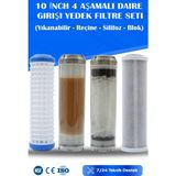 Watermelon 10 Inch 4 Aşamalı Yıkanabilir Daire Girişi Yedek Filtre Seti Reçine Silifoz Blok