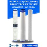 Watermelon Daire Bina Sayaç Girişi 20" Inch 3 Aşama ( Yıkanabilir , Gac , Blok ) Yedek Filtre Seti
