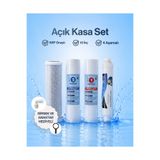 waterwax 4 Aşamalı Tatlandırıcı Filtre Seti – Su Arıtma, 10 İnç, Kokos Bazlı Post Karbon