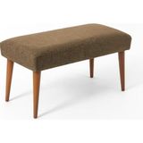 Waterybrook Bench Bank Puf - Keten - Ceviz Ahşap Ayaklı - Retro Modern Tasarım & Dekoratif Sehpa - Kahverengi