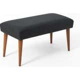Waterybrook Bench Bank Puf - Keten - Ceviz Ahşap Ayaklı - Retro Modern Tasarım & Dekoratif Sehpa - Koyu Gri