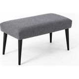 Waterybrook Bench Bank Puf - Keten - Siyah Ahşap Ayaklı - Retro Modern Tasarım & Dekoratif Sehpa - Açık Gri
