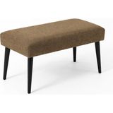 Waterybrook Bench Bank Puf - Keten - Siyah Ahşap Ayaklı - Retro Modern Tasarım & Dekoratif Sehpa - Kahverengi