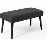 Waterybrook Bench Bank Puf - Keten - Siyah Ahşap Ayaklı - Retro Modern Tasarım & Dekoratif Sehpa - Koyu Gri