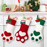 WATINC Evcil Hayvan Noel Çorapları Kişiselleştirilmiş - 3'lü Paket Büyük Pençe Şekilli Çorap, Kemik Ahşap İsim Etiketi, Pet Köpek Kedi Örgü Noel Arifesi Parti Şömine Ağacı Hediye Dekorasyonu için Noel