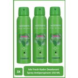 Watsons Isle Fresh Deodorant Sprey Kadın Pudralı 3x150ml