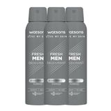 Watsons Men Fresh 3x150 ml Sprey Deodorant