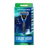 Watsons Nemlendirici Şeritli 5 Bıçaklı Erkek Tıraş Bıçağı 1 Adet ve Yedek Tıraş Bıçağı 2 Adet Set