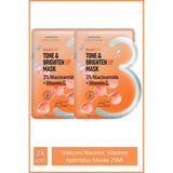 Watsons Niasin+C Vitamini Aydınlatıcı Sıvı Yüz Maskesi 25 ml x 2 Etkili Aydınlatma
