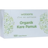 Watsons Organik Kare Pamuk Kutu 100 Adet Yumuşak ve Emici Makyaj Temizleme Mendilleri