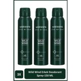 Watsons Wild Wind Deodorant Sprey Erkek Pudrasız 3x150ml - 150 ml