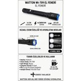 Watton WT-709 Lm Zoom Özellikli Kemere Takılabilir 2xaa Pil ile Çalışan Kompakt El Feneri