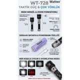 Watton WT-728 Cree Tg Şarjlı Powerbank Özellikli 950 Metre Profesyonel Uzun Menzilli El Feneri