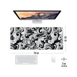 Wave Temalı Oyun Gaming Klavye Mouse Pad Masa Matı 70X30CM Kaymaz Kauçuk Taban Dikişli Kenar - Option-1 - 0002 - Beyaz