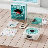 Waves Nostalji Plak Görünümlü Bluetooth Hoparlör 3D Ses Dalgası Retro Müzik Plak - Mavi
