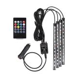 Waxen 12 LED Kumandalı Araç İçi Aydınlatma Siyah Renkli Müzik Kontrollü LED Lamba
