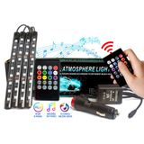 Waxen 9 LED Ayak Altı LED Lamba Kumandalı Sese Duyarlı Çakmaklık Girişli Rgb Araç Içi Aydınlatma