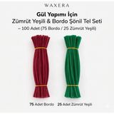 Waxera 100 Adet Bordo Gül Şönil Seti –bordo ve Zümrüt Yeşili – 30 cm Şönil - Bordo - Zümrüt Yeşili