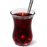 Waxera %100 Doğal Jel Wax Bergamot Kokulu Çay Bardağı Mum – Dekoratif Bardak Tasarım | - Koyu Kırmızı - 1 Adet