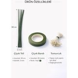 Waxera Çiçek Yapım Seti – 10 Adet Çiçek Teli (30 Cm) + 30 Metre Çiçek Bandı + Tomurcuk | Yapay Çiçek Hobi Seti (Şönil) - Çok Renkli