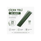 WAXERA Yeşil Çiçek Teli – 20 Adet (30 cm) 2 mm