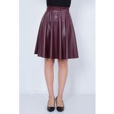 WAYS Kadın Bordo Kloş Suni Deri Etek Faux Leather