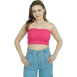 Ways Kadın Pembe Straplez Büstiyer Crop Slim Fit Örme Kumaş ile Şık Yazlık Tasarım