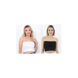 Ways Kadın Siyah-Beyaz 2'Li Paket Fitilli Straplez Crop Büstiyer Günlük & Şık Üst Esnek Kumaş