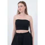 Ways Kadın Siyah Dalgıç Straplez Büstiyer Crop Toparlayıcı Trend