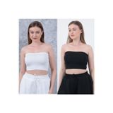 Ways Kadın Siyah-Ekru Straplez Büstiyer Crop