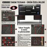 Wazon 6 Çekmeceli Dolu Takım Tezgahı 166 Parça - Siyah
