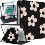 Wazzasoft Samsung Galaxy Tab A8 için Kılıf 10,5 inç Folyo Kapak Kalem Tutacağı ile Kadın Kız Sevimli Kız Gençler Kawaii Siyah Çiçek Benzersiz Tasarım Dönen Samsung A8 Tab Kılıfları SM-X200/X205/X207