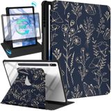 Wazzasoft Samsung Galaxy Tab için S7 Fe/S7 Plus/S8 Plus Kılıf 12.4 inç Folio Kapak Kalemlik Kadın Kız Sevimli Girly Siyah Çiçek Benzersiz Tasarım Dönen Tablet S8 Plus 2022/S7 Plus 2021/S7 FE 5G Kılıf