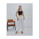 Wazze Duble Kumaş Beli Kuşaklı Bol Paça Pantolon