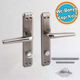 Wc Banyo İç Kapı Kol Kolu Aynalı Sağa Sola Uygun Nikel Saten Metal Tutamak