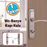 Wc Banyo Kapı Kolu Nikel Inox Aynalı Sağa Sola Uygun Kilitlenebilir Iç Dış Tuvalet Kapısı 1 Takım - 1 Çift