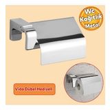 Wc Kagit Standi Tuvalet Kagitlik Aparat Kapakli Paslanmaz Metal Saglam Kaliteli Krom