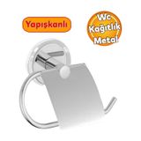 Wc Kagit Standi Yapiskanli Tuvalet Kagitlik Aparat Kapakli Paslanmaz Metal Saglam Krom