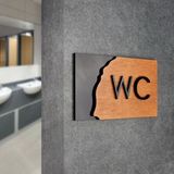 Wc Tuvalet Kapı Duvar Tabelası Ahşap Uyarı Işareti Yapışkanlı 25 x 11 cm