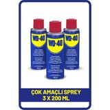 WD-40 200 ml x 3 Adet Çok Amaçlı Sprey, Temizler ve Korur, Metal Bakımı İçin İdeal