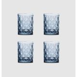 Wd Lifestyle Dubai Line Rölyef Süslemeli 4'lü Cam Su Bardağı Seti Mavi - 300 ml