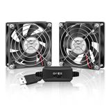Wderair Mini 80mm USB Bilgisayar PC Kasa Soğutma 5 V Powered Fan (Sessiz), Kabine Soğutucu Fan Hız Kontrolörü ile (2 in1 Paket)
