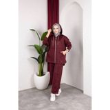 Weak Blue Oversize Kapüşonlu Eşofman Takımı Tesettür Spor Takım – Bordo Renk